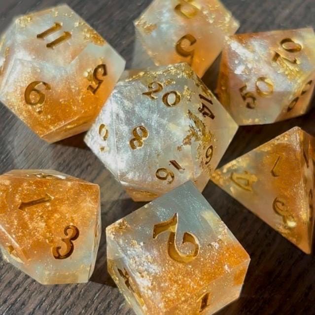 Golden Hour Resin 7 Piece Dice Set DND