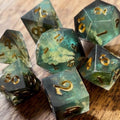 Hidden Luck Authentic Four-Leaf Clover Nature Druid 7 Piece Dice Set DND