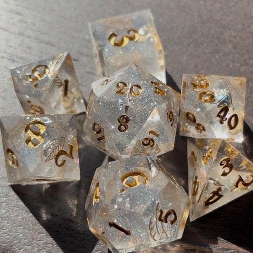 Airy Angelic Flight Dice Resin 7 Piece Dice Set DND