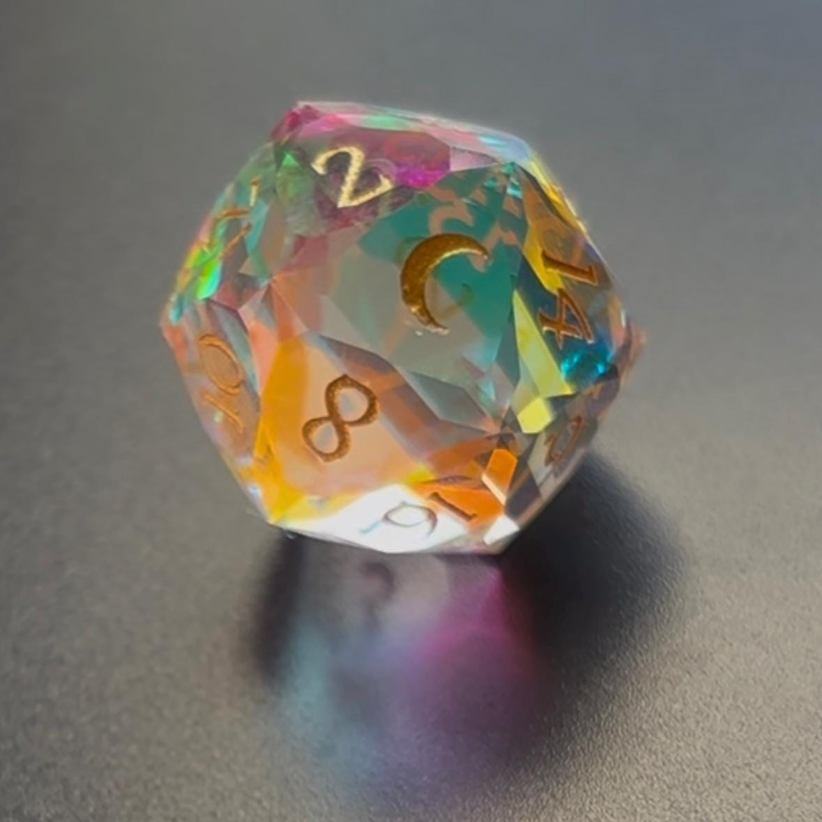 Moon Rainbow Prism Engraved 7 Piece Dice Set DND