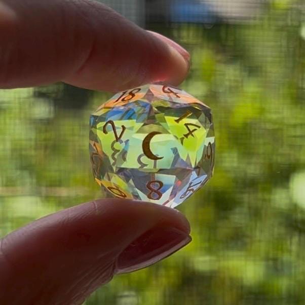 Moon Rainbow Prism Engraved 7 Piece Dice Set DND
