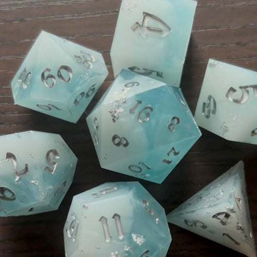 Cloudy Skies Resin 7 Piece Dice Set DND