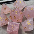 Rose Quartz Engraved 7 Piece Dice Set DND