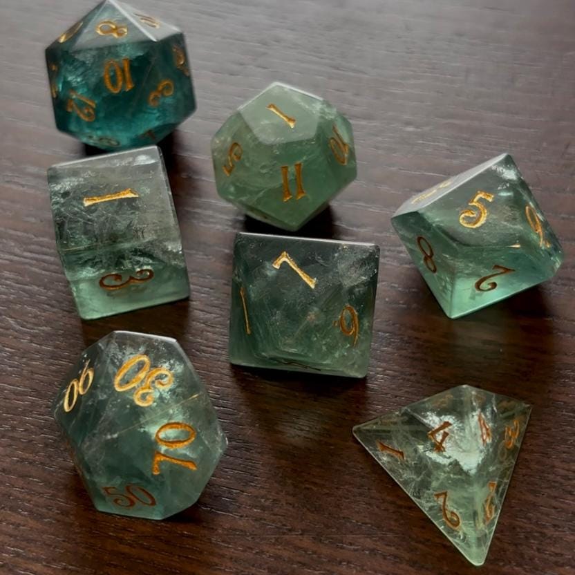 Jade Moon Stone 7 Piece Dice Set DND