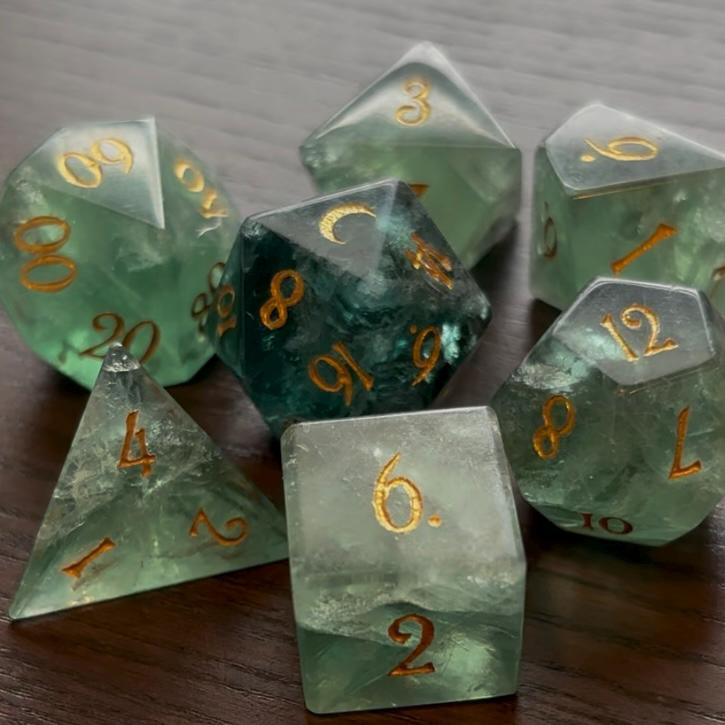 Jade Moon Stone 7 Piece Dice Set DND
