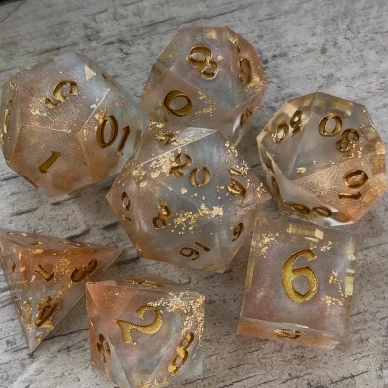 Golden Hour Resin 7 Piece Dice Set DND