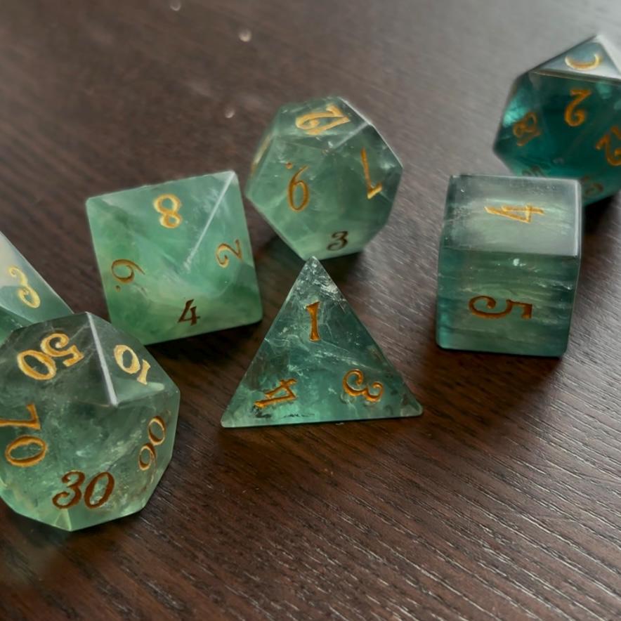 Jade Moon Stone 7 Piece Dice Set DND