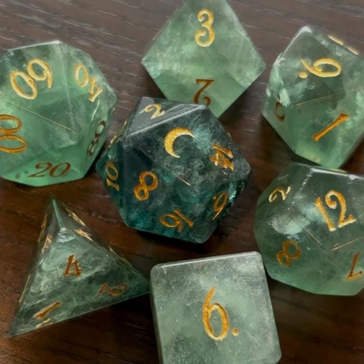 Jade Moon Stone 7 Piece Dice Set DND