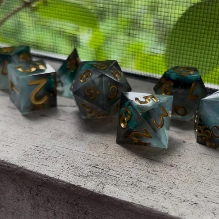 Diving Sea Turtles 7 Piece Dice Set DND font 2