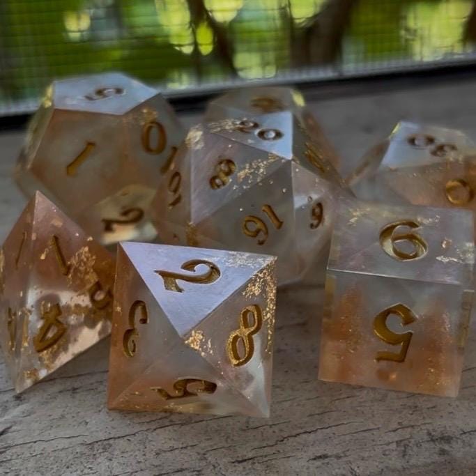 Golden Hour Resin 7 Piece Dice Set DND