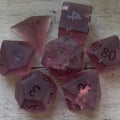 Dusty Mauve Purple Lightning Cracked Glass 7 Piece Dice Set DND