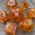 Red Orange Fall Leaf 7 Piece Autumn Resin Dice Set DND
