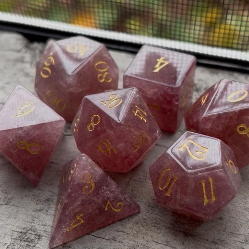 Dusty Rose Stone 7 Piece Dice Set DND
