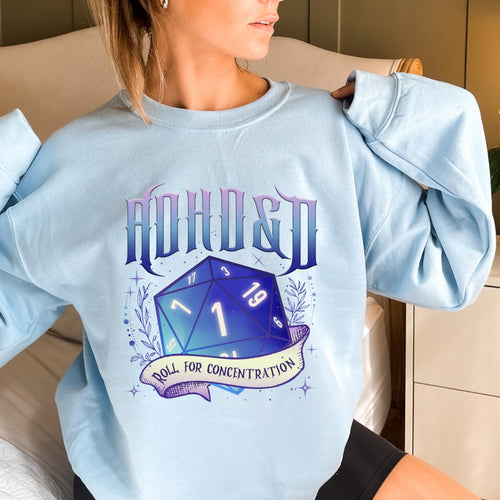 ADHD&D Roll for Concentration DND Crewneck Sweatshirt