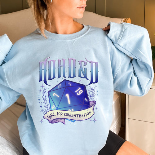 ADHD&D Roll for Concentration DND Crewneck Sweatshirt