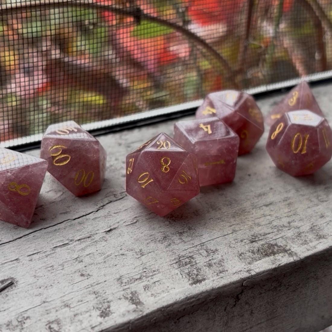 Dusty Rose Stone 7 Piece Dice Set DND