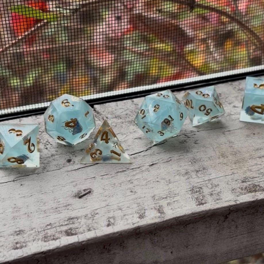 Marine Life Blue Ocean 7 Piece Resin Dice Set DND