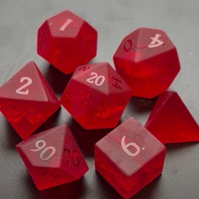 Crimson Lightning Matte Red 7 Piece Dice Set DND