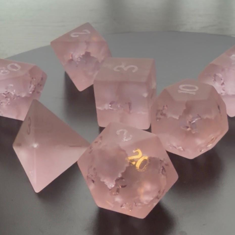 Pink Lightning Matte 7 Piece Dice Set DND