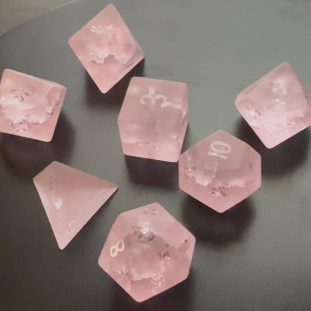 Pink Lightning Matte 7 Piece Dice Set DND
