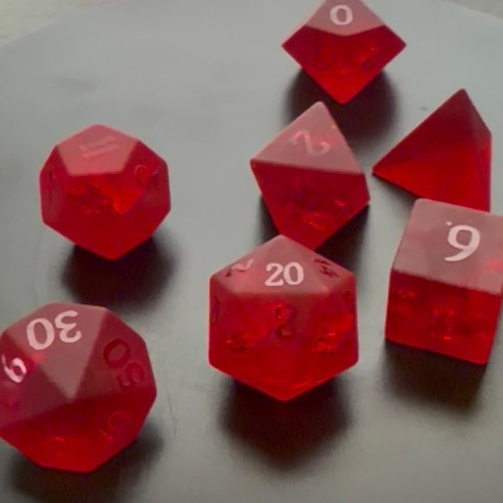 Crimson Lightning Matte Red 7 Piece Dice Set DND