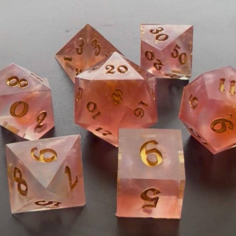 Dreamy Pink Cloud Resin 7 Piece Dice Set DND