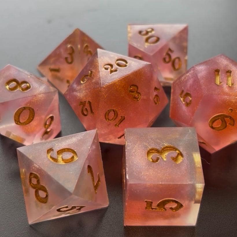 Dreamy Pink Cloud Resin 7 Piece Dice Set DND