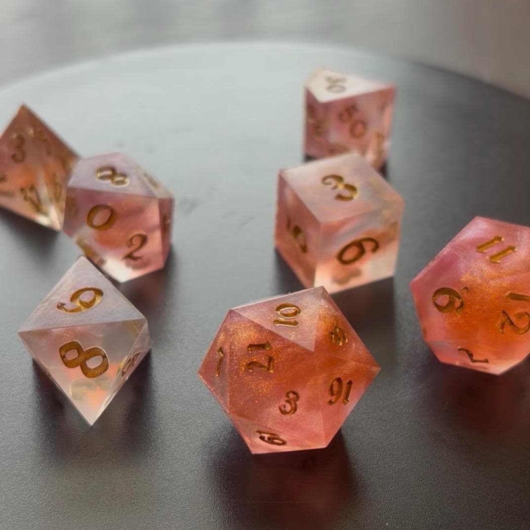 Dreamy Pink Cloud Resin 7 Piece Dice Set DND