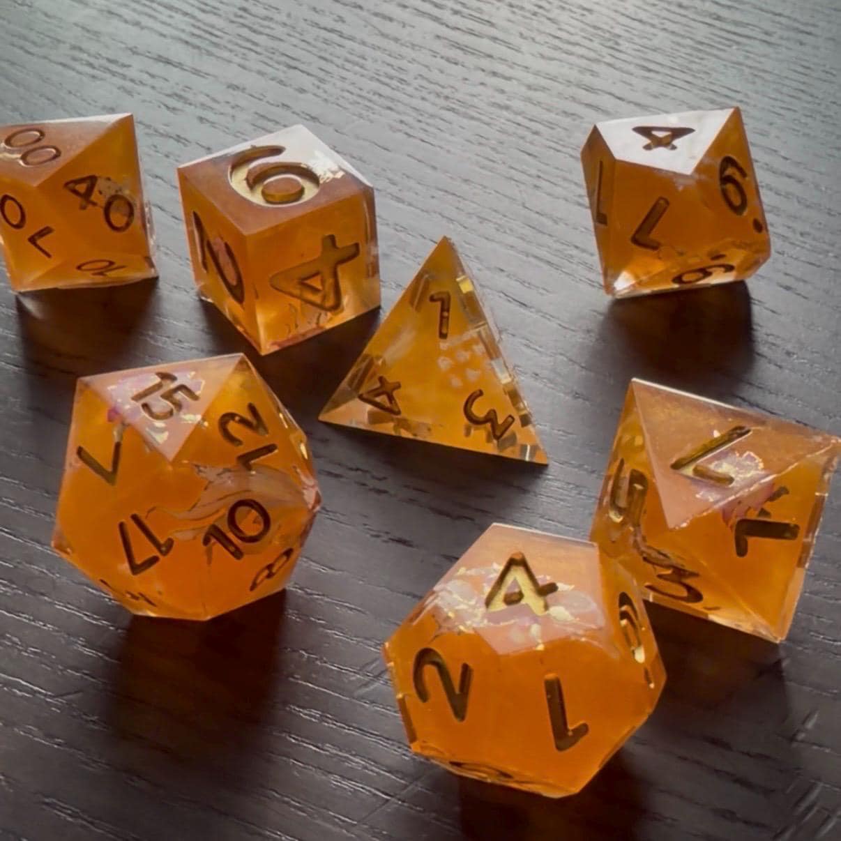 Orange Koi Pond Resin 7 Piece Dice Set DND