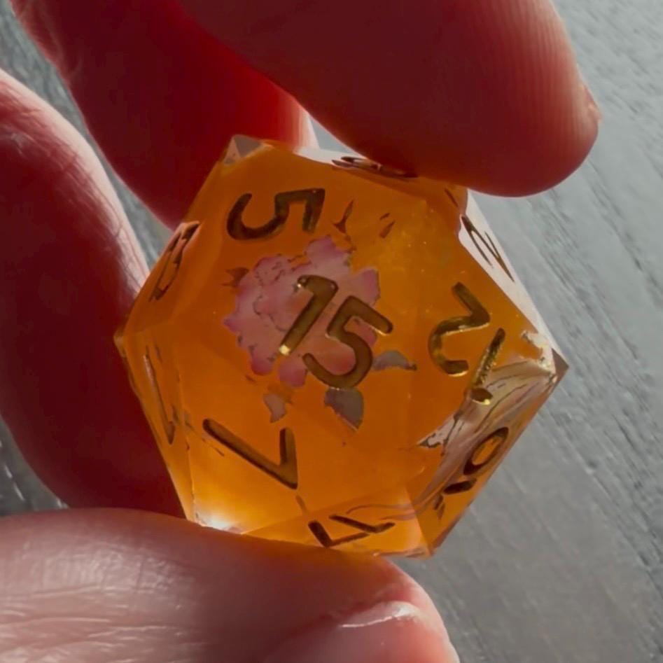 Orange Koi Pond Resin 7 Piece Dice Set DND