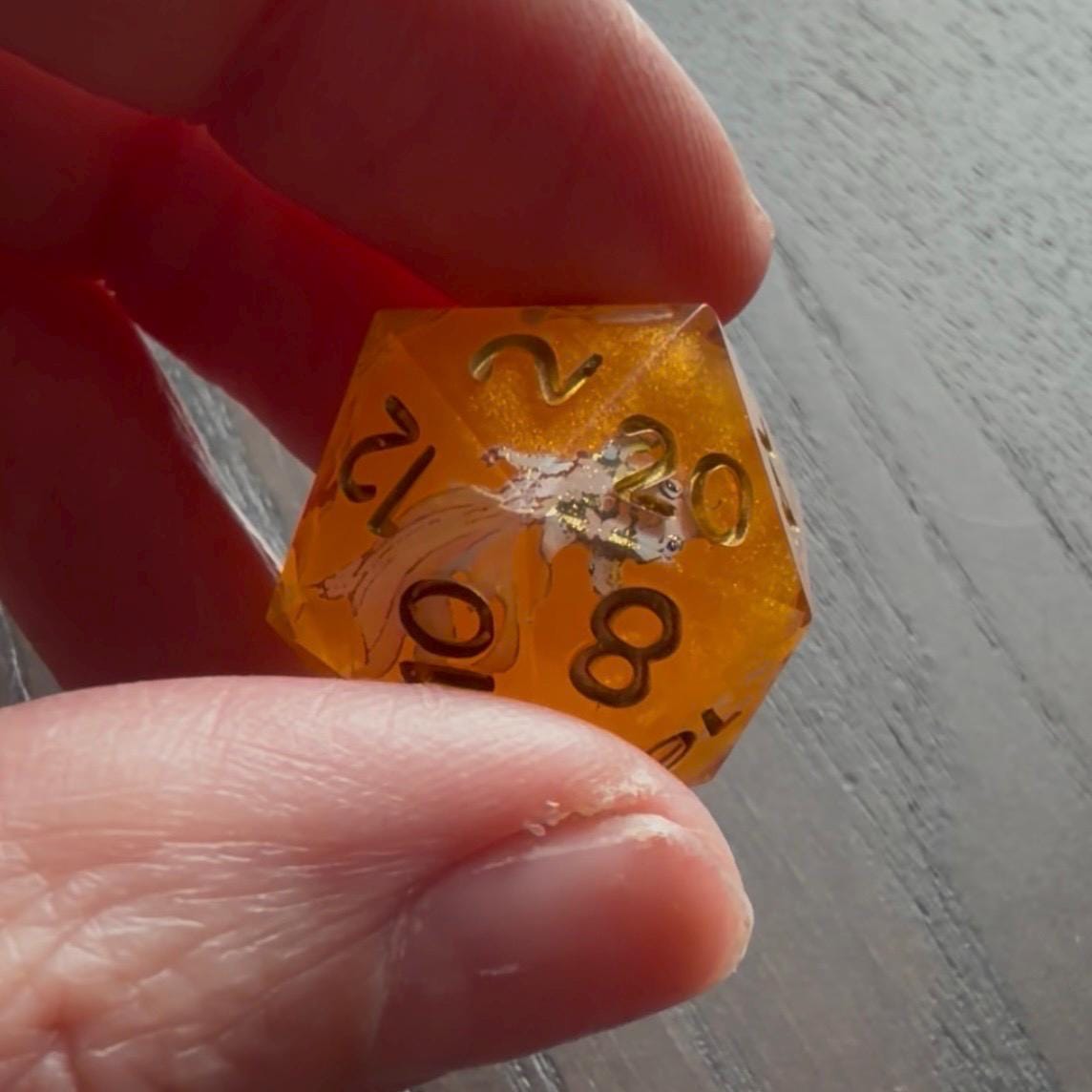 Orange Koi Pond Resin 7 Piece Dice Set DND