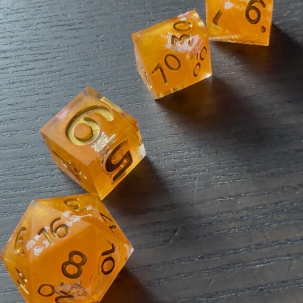 Orange Koi Pond Resin 7 Piece Dice Set DND