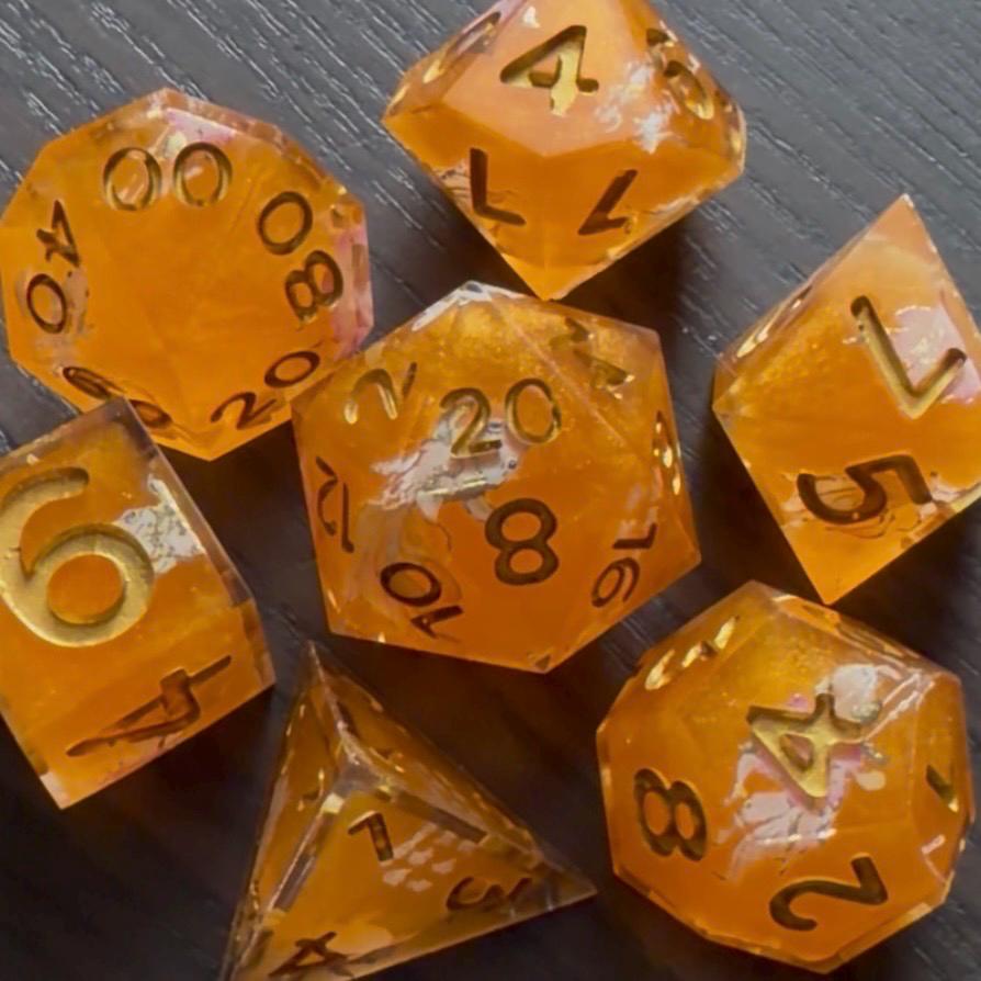 Orange Koi Pond Resin 7 Piece Dice Set DND
