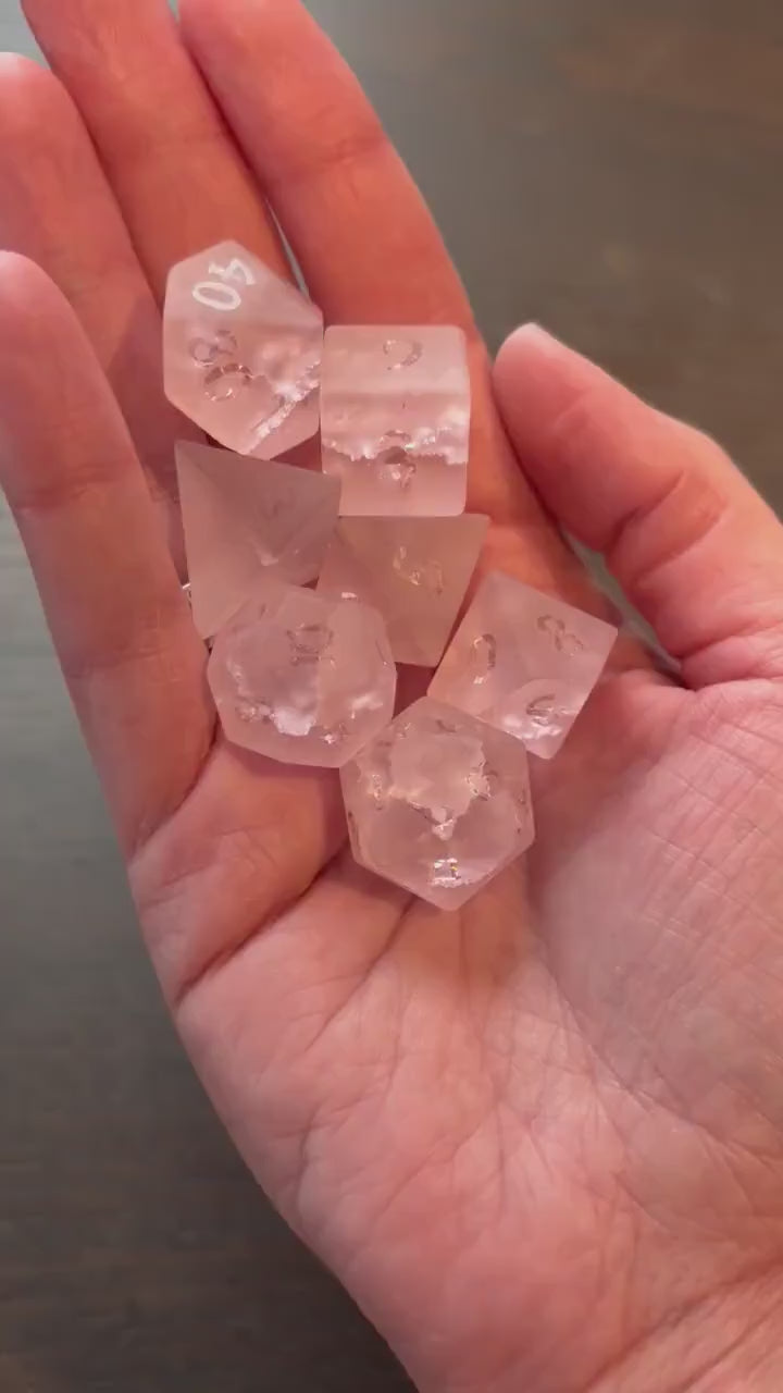 Pink Lightning Matte 7 Piece Dice Set DND