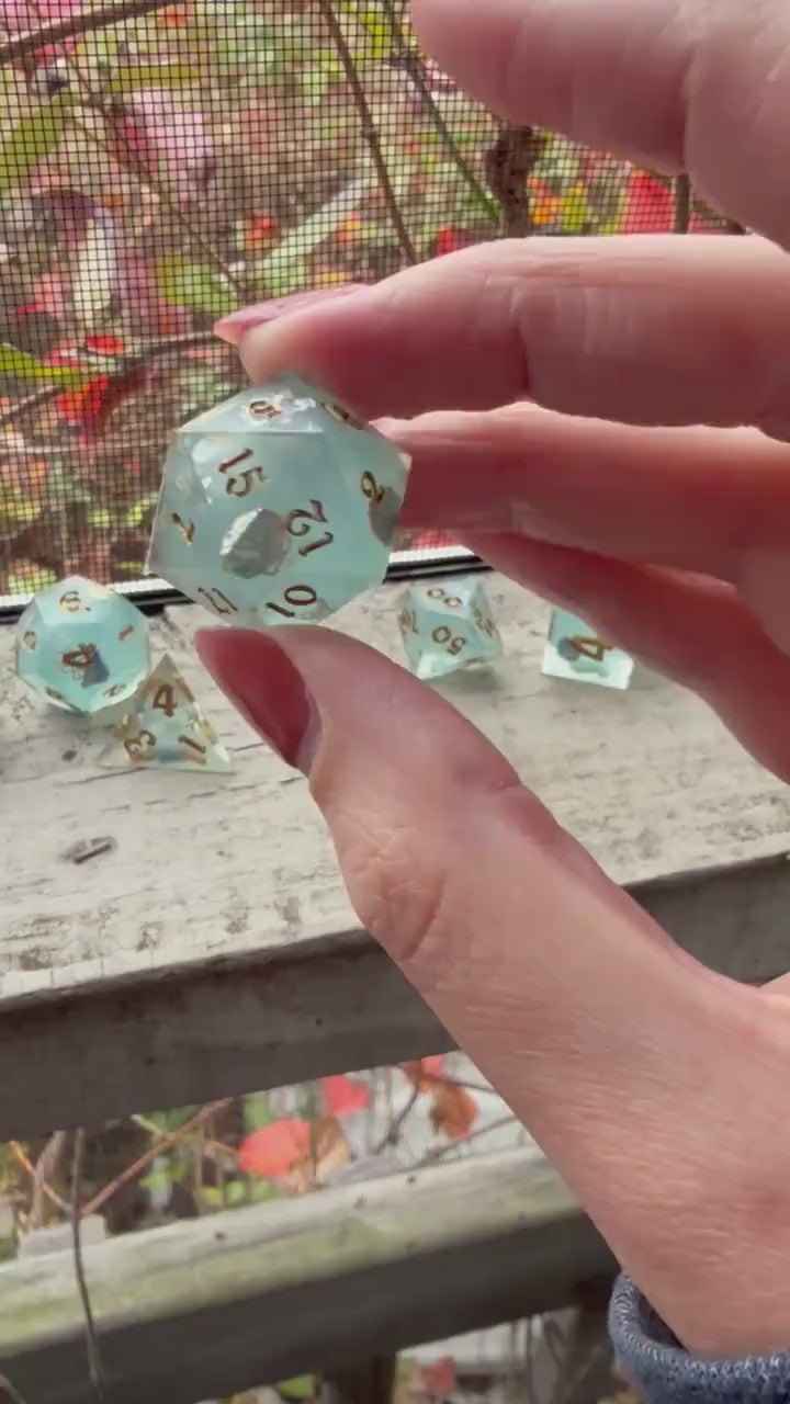 Marine Life Blue Ocean  7 Piece Resin Dice Set DND