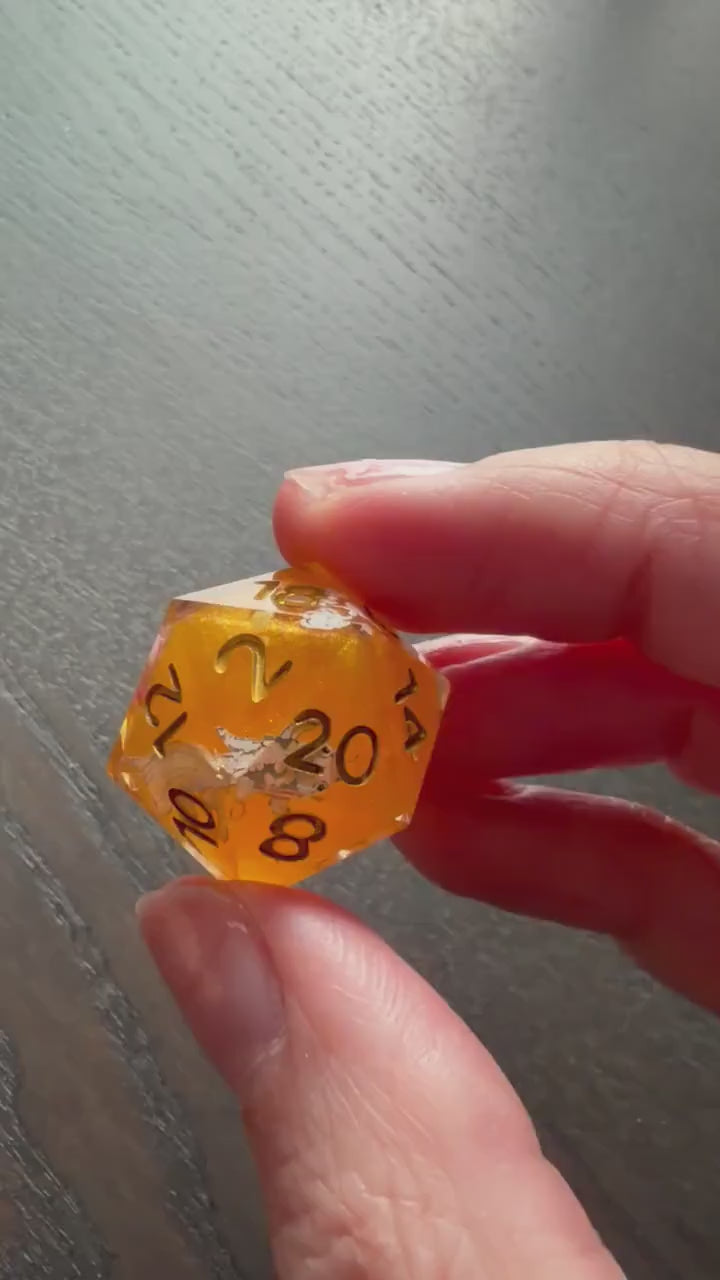 Orange Koi Pond Resin 7 Piece Dice Set DND