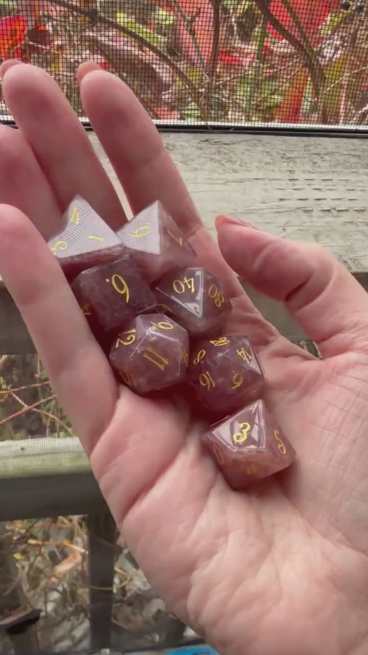 Dusty Rose Stone 7 Piece Dice Set DND