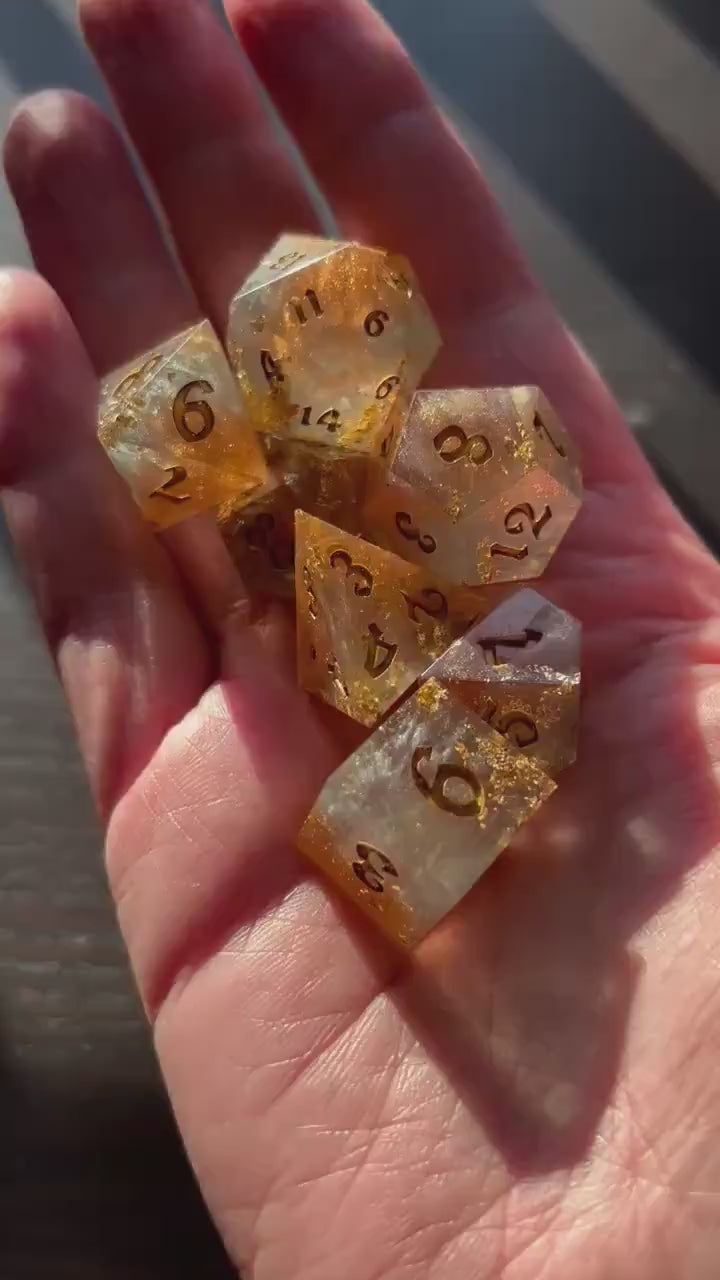 Golden Hour Resin 7 Piece Dice Set DND