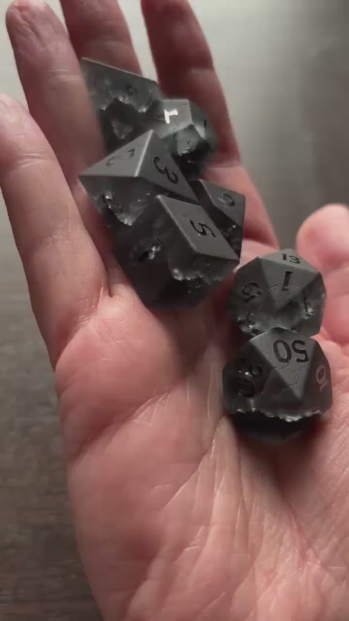 Midnight Lightning Matte Black 7 Piece Dice Set DND