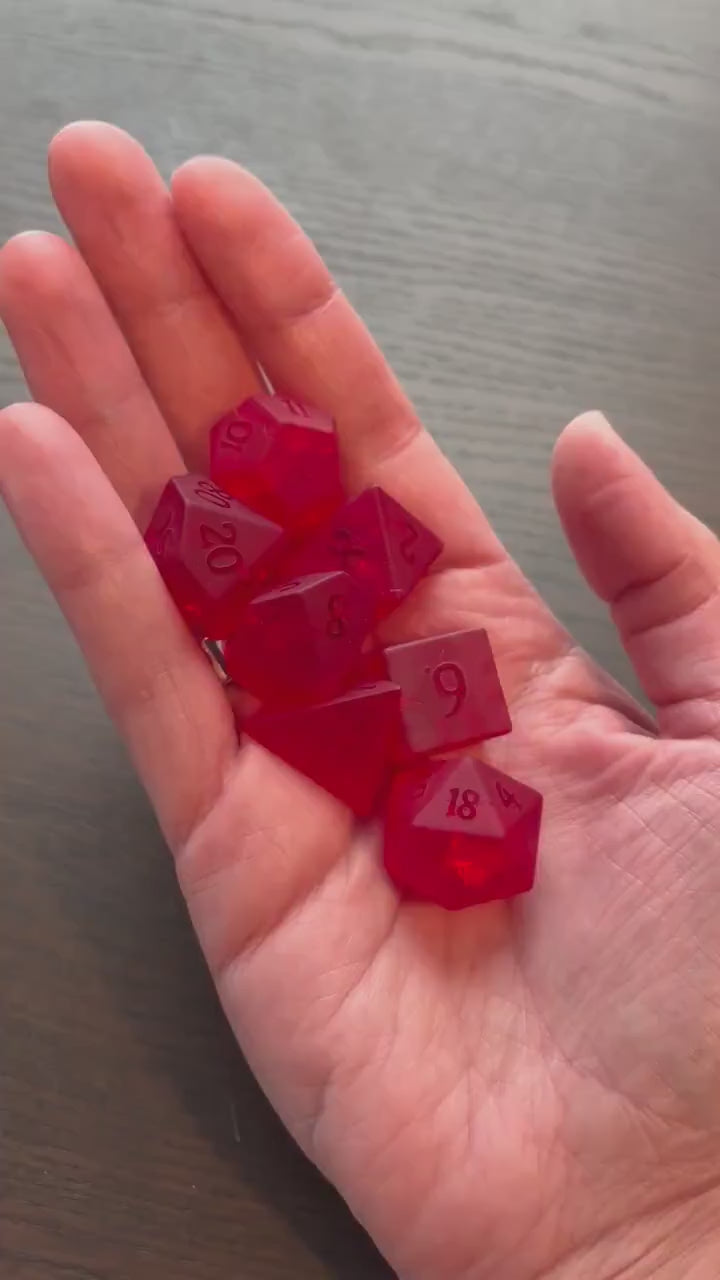 Crimson Lightning Matte Red 7 Piece Dice Set DND