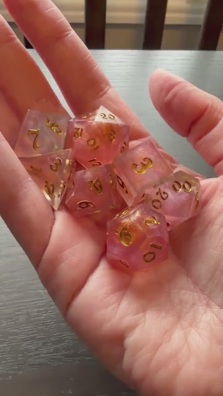 Dreamy Pink Cloud Resin 7 Piece Dice Set DND