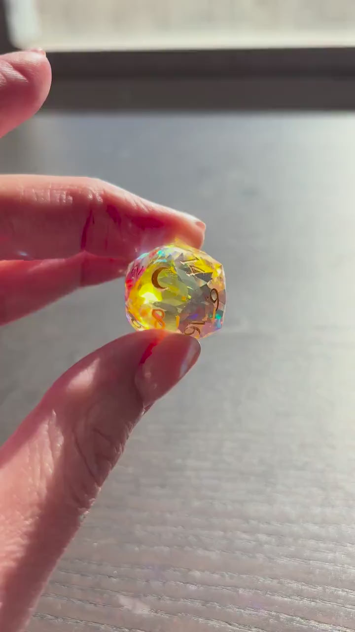 Moon Rainbow Prism Engraved 7 Piece Dice Set DND